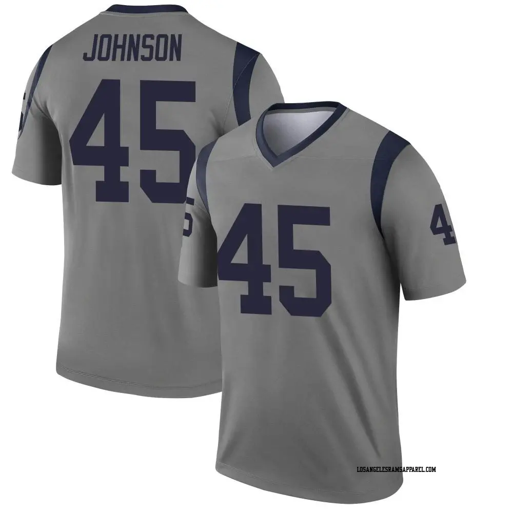 Legend Gray Men s Neal Johnson Los Angeles Rams Inverted Jersey Rams Store